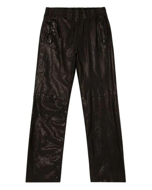 DIESEL Black P-Bru Leather Trousers for men