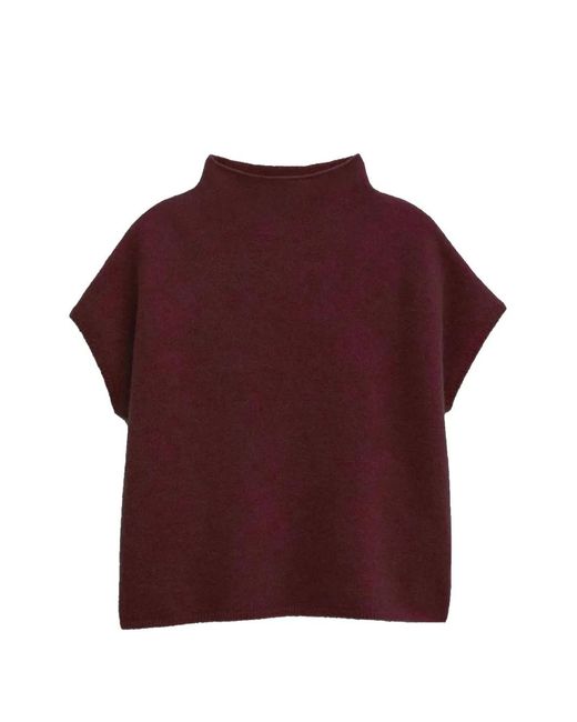 Filippa K Purple High-Neck Cap-Sleeve Sweater