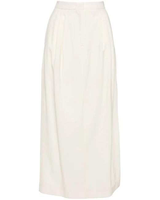 Elie Saab White Crepe Midi Skirt