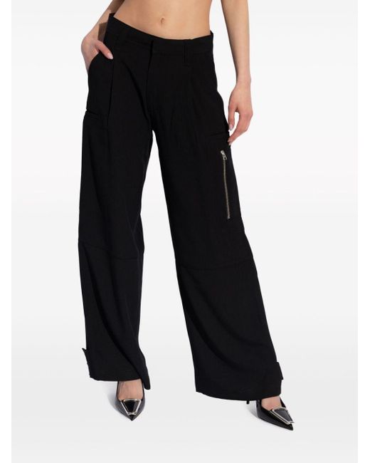 AMI Black Low-rise Multi-pockets Palazzo Trousers