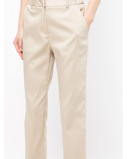 GOODIOUS Natural Cropped Tailored-Cut Trousers