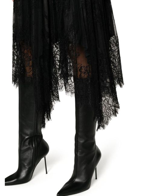 Falda midi con ribete de encaje Nissa de color Black