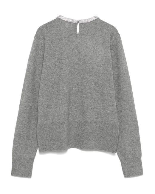 DKNY Gray Crystal-Embellished Sweater
