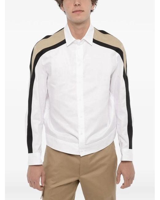 Neil Barrett White Modernist Contrast-Stripe Shirt for men