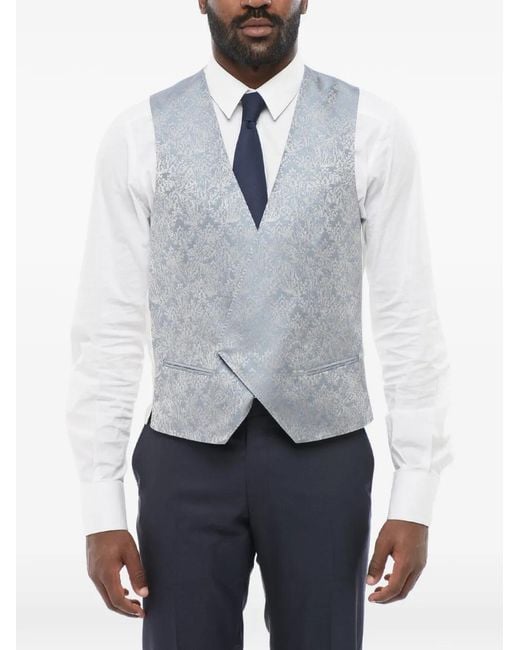 Corneliani Gray Double-Breasted Embroidered Waistcoat for men