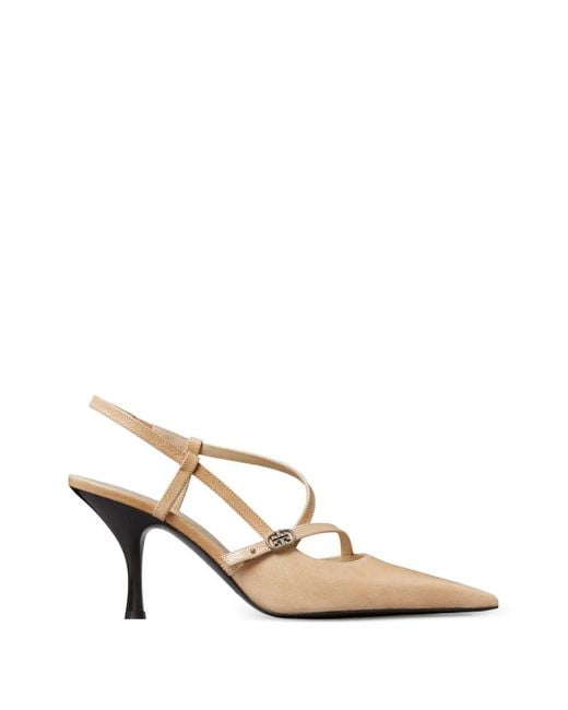 Tory Burch White Double T Buckle Pumps
