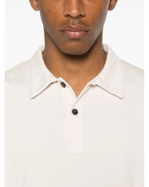 White Sand White Cotton Polo Shirt for men