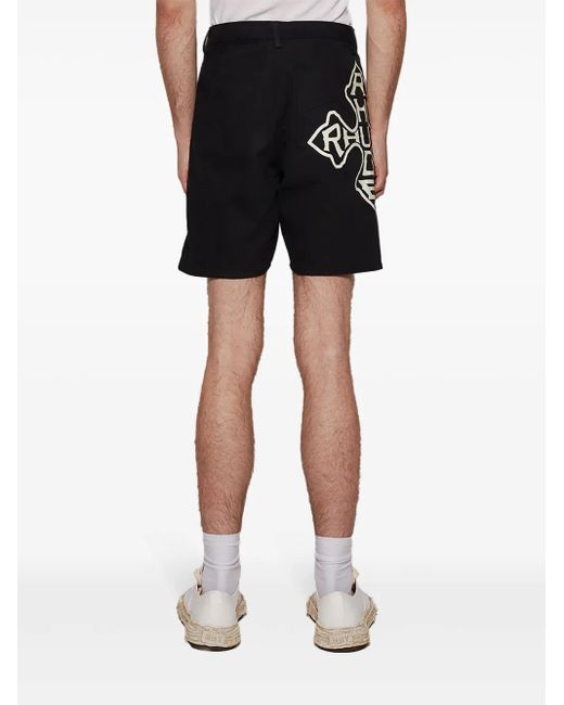 Rhude Black Cross Logo Twill Shorts for men
