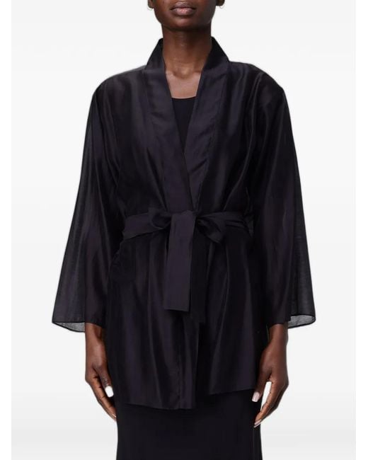 Hanita Blue Belted Sheer Jacket