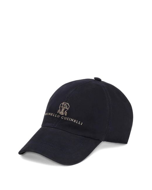 Brunello Cucinelli Blue Embroidered Logo Baseball Cap for men
