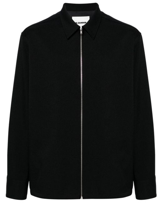 Jil Sander Black Zipped Shirt for men