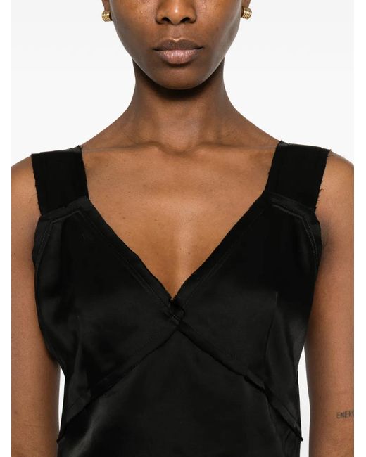 Totême Black Cropped Satin Camisole
