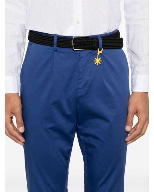 Manuel Ritz Blue Garment-dyed Straight Trousers for men