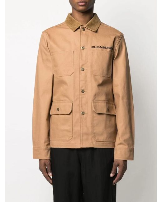 Pleasures Brown Graphic-Print Button-Up Jacket for men