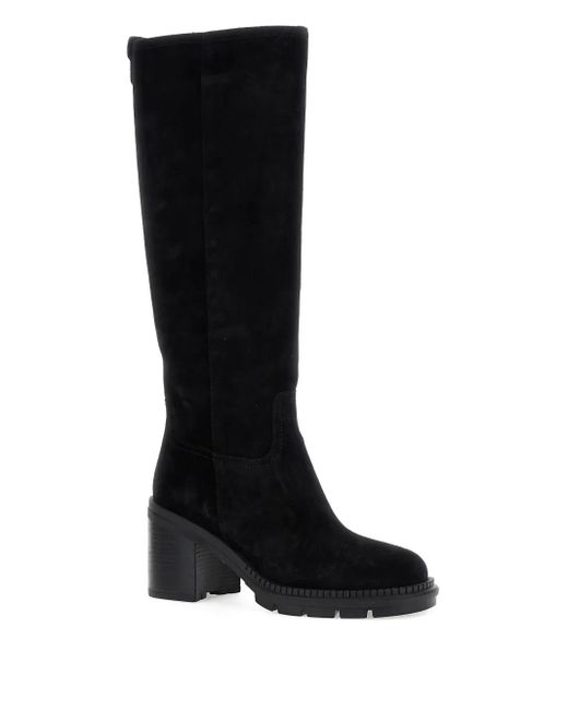 Casadei Black Block-Heel Suede Boots