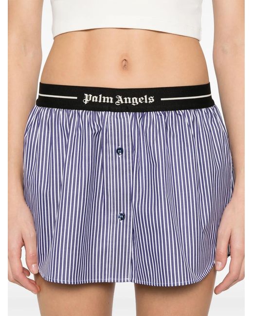 Palm Angels Blue Striped Mini Skirt