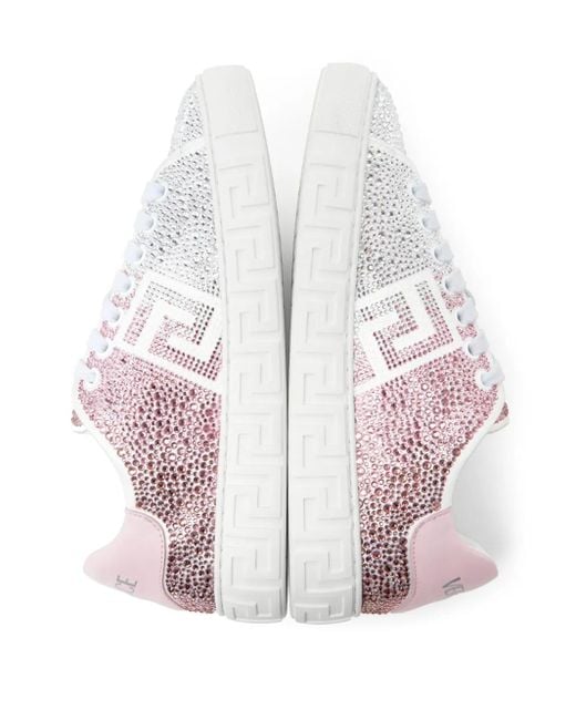 Versace Pink Greca Crystal-Embellished Sneakers