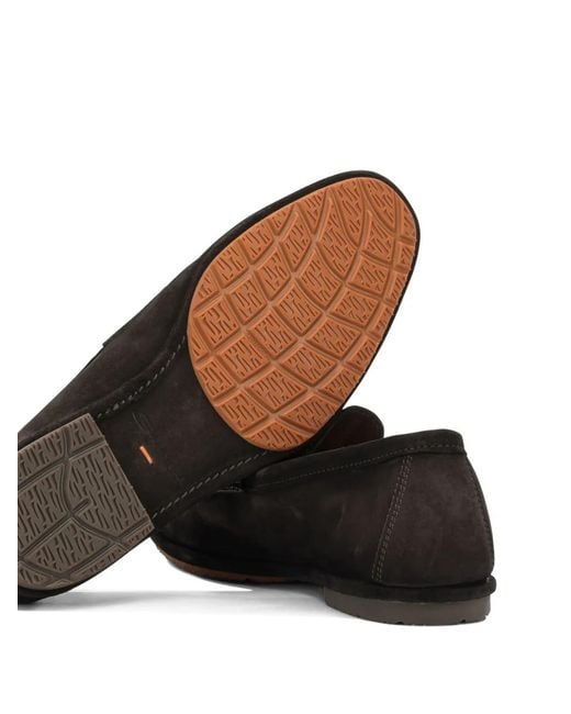 Santoni Black Suede Loafers for men