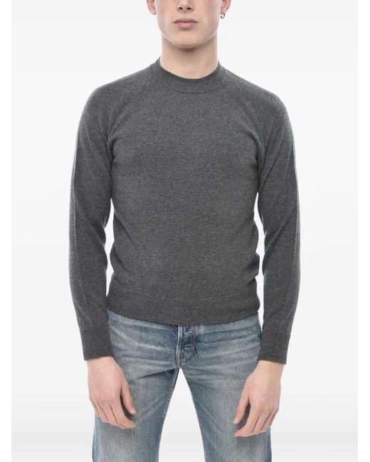 Paolo Pecora Gray Raglan-Sleeve Sweater for men