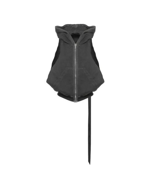 Rick Owens Black Sleeveless Hooded Hoodie