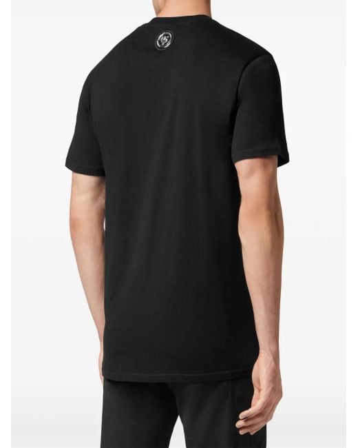 Philipp Plein Black T-Shirt Round Neck Ss Carbon Tiger for men