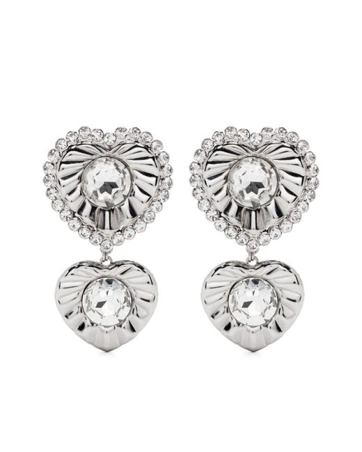 Alessandra Rich Metallic Crystal-embellished Drop Earrings