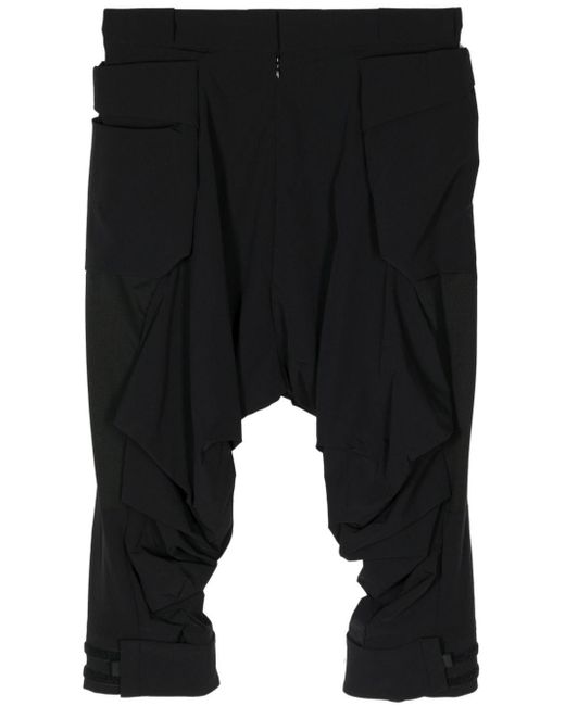 Fumito Ganryu Black Drop-crotch Cropped Trousers for men