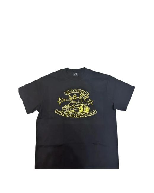 corteiz Blue X Meekz Graphic-Print T-Shirt for men