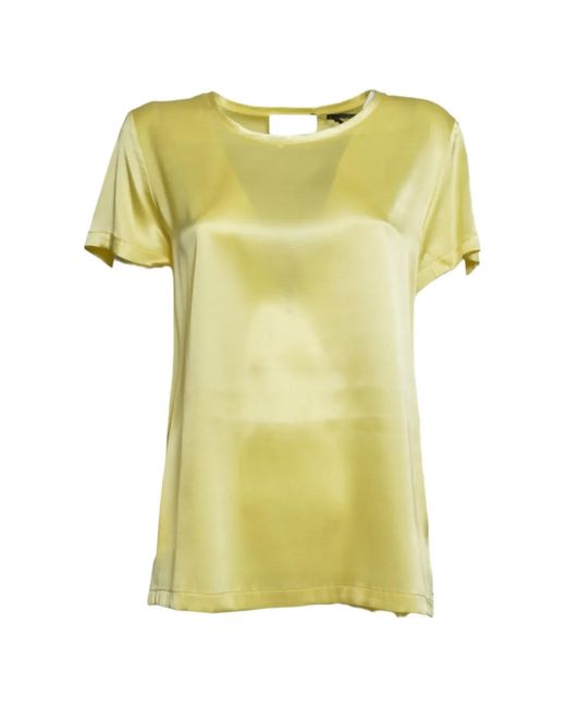 SOLOTRE Yellow Satin-Finish Short-Sleeved T-Shirt