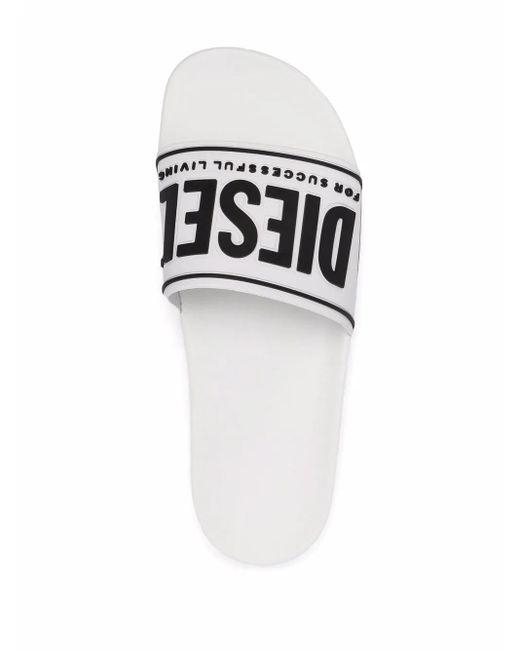 DIESEL White Sa-Mayemi Cc Slides With Logo for men