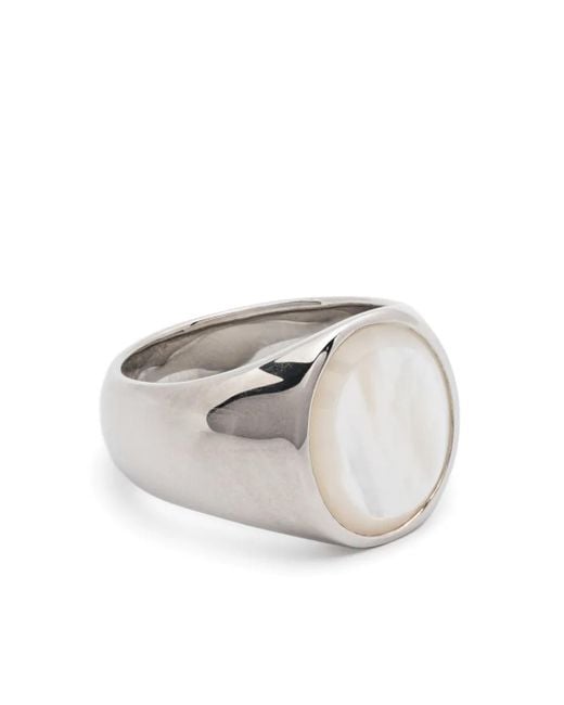 Anello Ovale Con Madreperla di Tom Wood in White