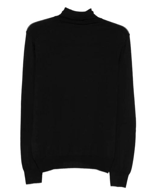 Barba Napoli Black Turtleneck Ribbed-Hem Sweater for men