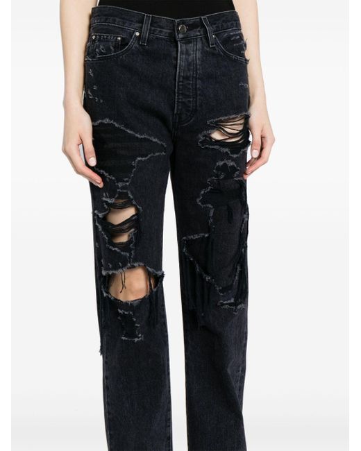 Amiri Black Distressed Straight-leg Jeans