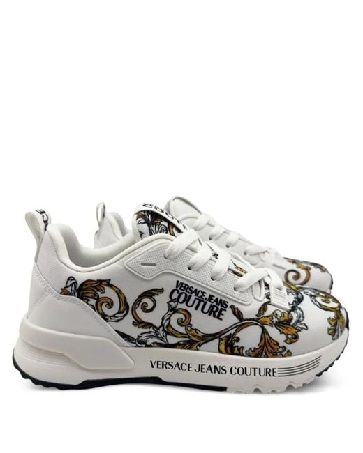Versace Jeans Couture Gray Barocco-Print Sneakers