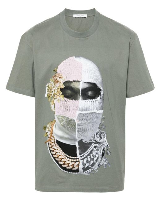メンズ Ih Nom Uh Nit Newspaper Mask-print Cotton T-shirt Gray