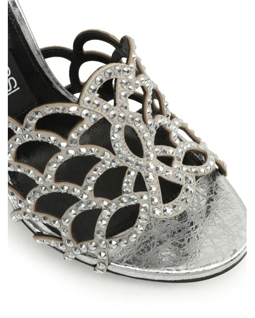Sergio Rossi White Mermaid 90Mm Crystal-Embellished Mules