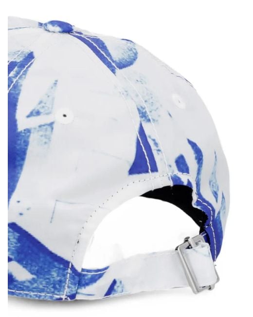 Karl Lagerfeld Blue Abstract-Print Logo-Patch Baseball Cap for men