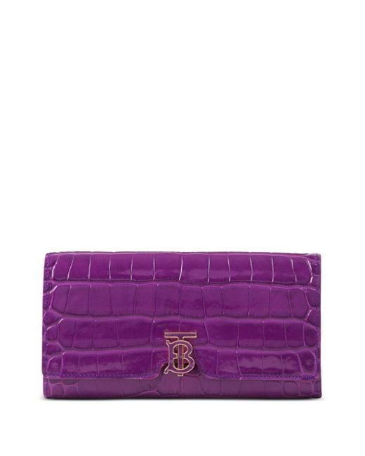 Burberry Purple Tb-monogram Plaque Leather Wallet