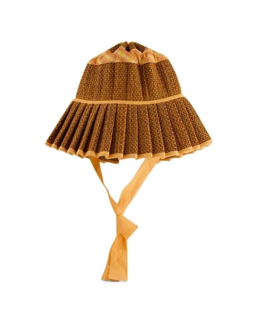 Lorna Murray Brown Ravello Check-Pattern Woven Sun Hat