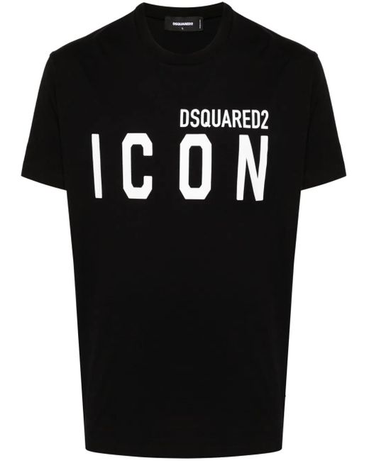 DSquared² Tops ,Zwart ,Katoen Zwart Logo Print Crewneck T-Shirt in het Black voor heren