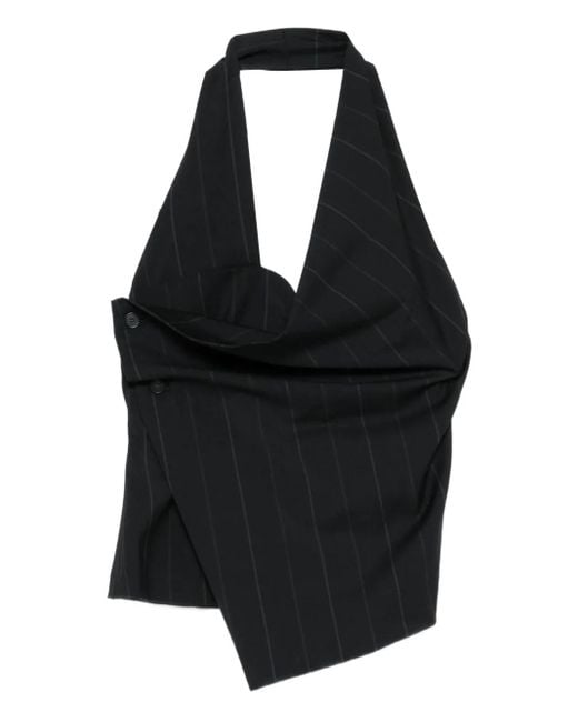 Paloma Wool Black Tiomi Pinstripe Halterneck Top