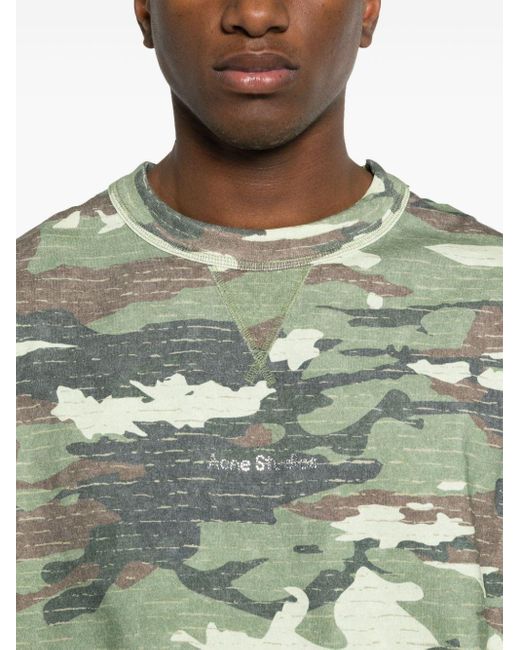Acne Katoenen Sweater Met Camouflageprint in het Gray voor heren
