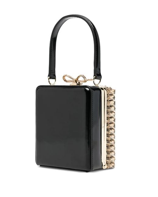 Self-Portrait White Crystal-Embellished Top-Handle Mini Bag