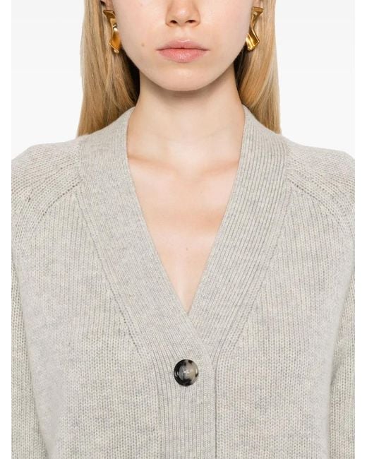 Allude White V-Neck Cardigan