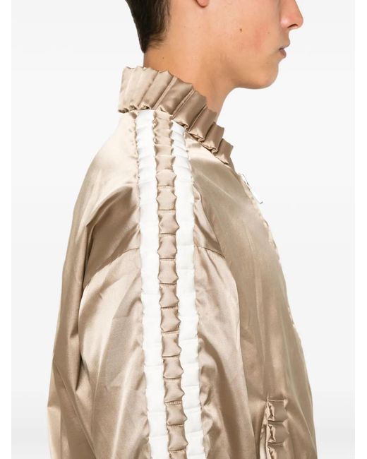 RAXXY Natural Pleated-Trim Satin-Finish Jacket