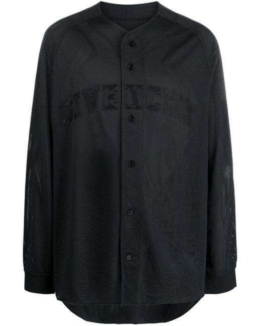 Givenchy Black Logo-embossed Perforated Shirt for men