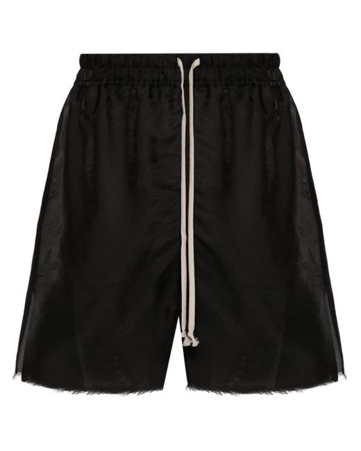 Rick Owens Black Semi-sheer Silk Blend Shorts for men