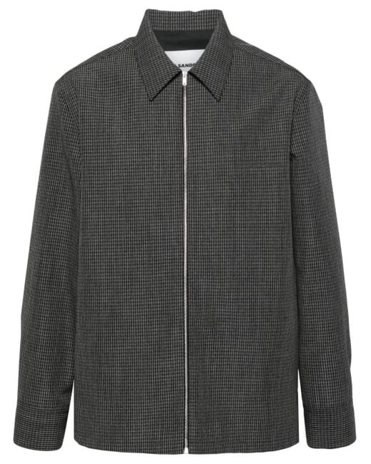 Jil Sander Gray Checkered Shirt for men