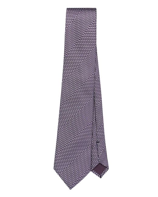 Tom Ford Purple Geometric-pattern Print Silk Tie for men