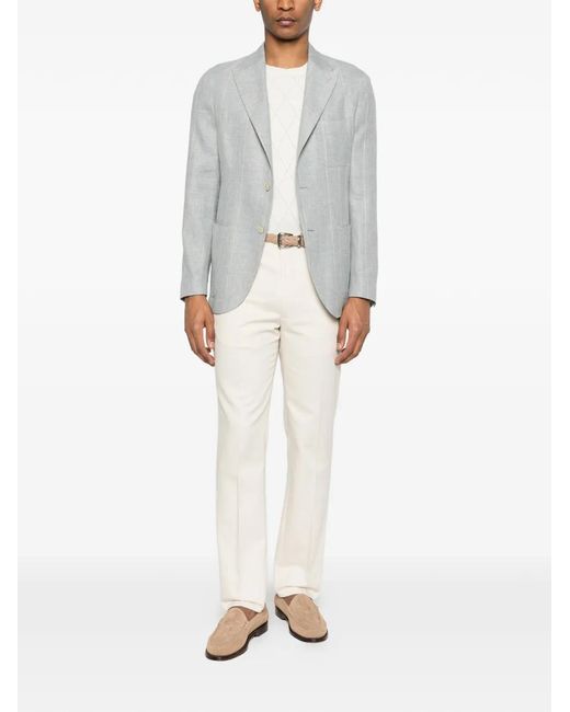 Eleventy Gray Striped Button Blazer for men